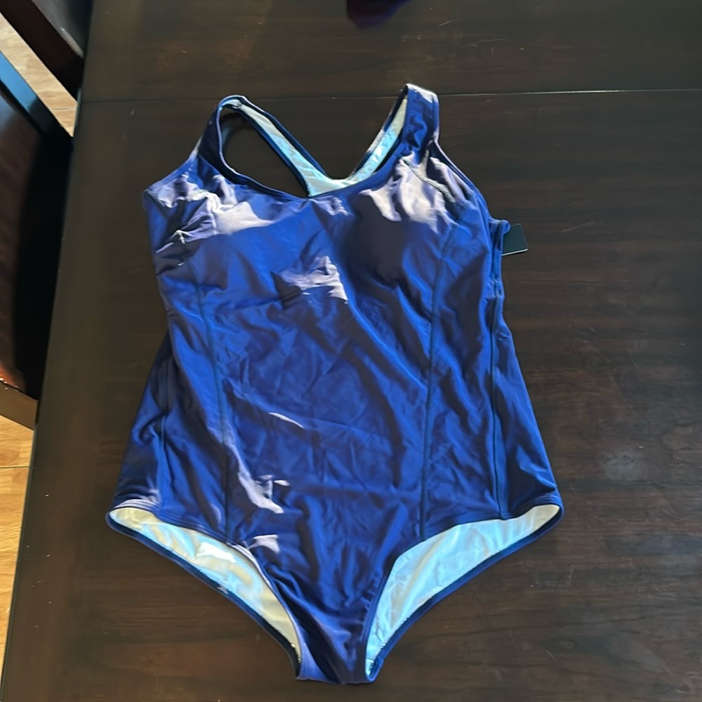 Woman’s size 20W navy blue one piece bathing suit